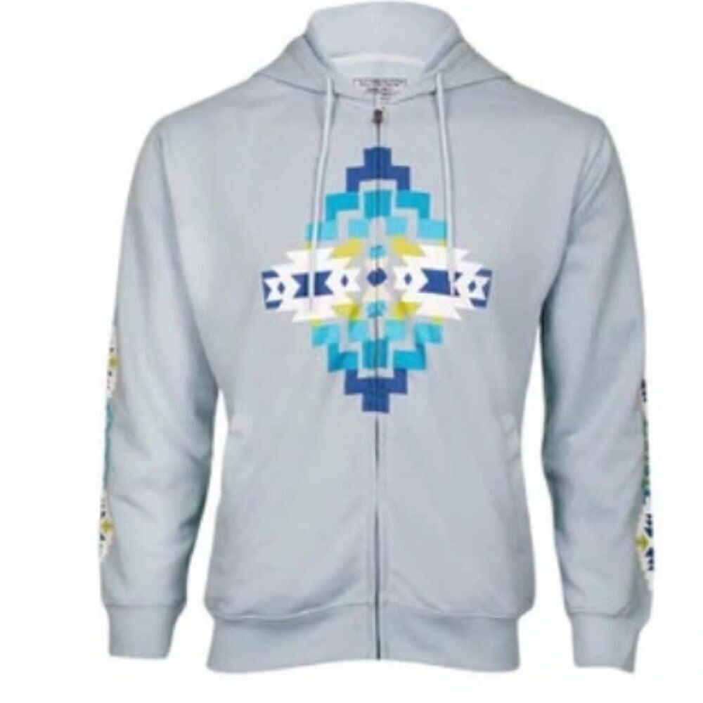 Like New! NU TRENDZ Aztec Print Blue Zip-Up Hoodie in Size S